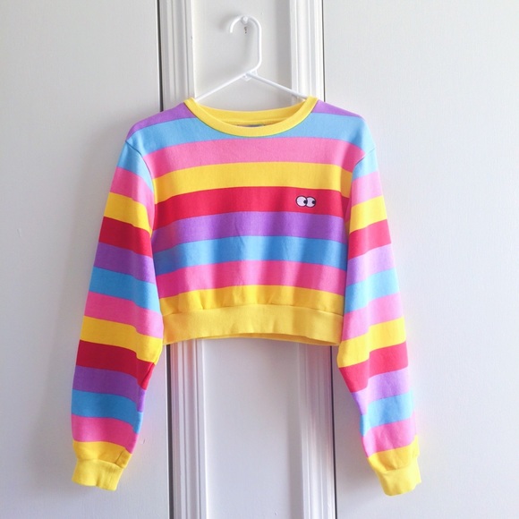 Lazy Oaf Tops - Lazy Oaf x Nasty Gal Pastel Striped Crop Top